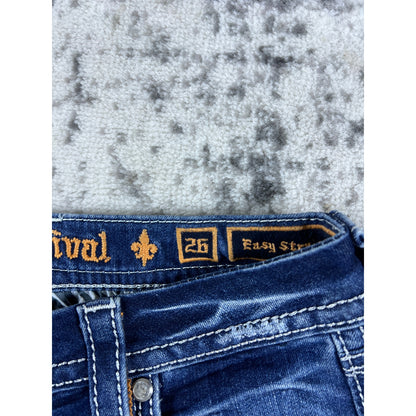 Womens Y2k Rock Revival Low Rise Jeans - 26