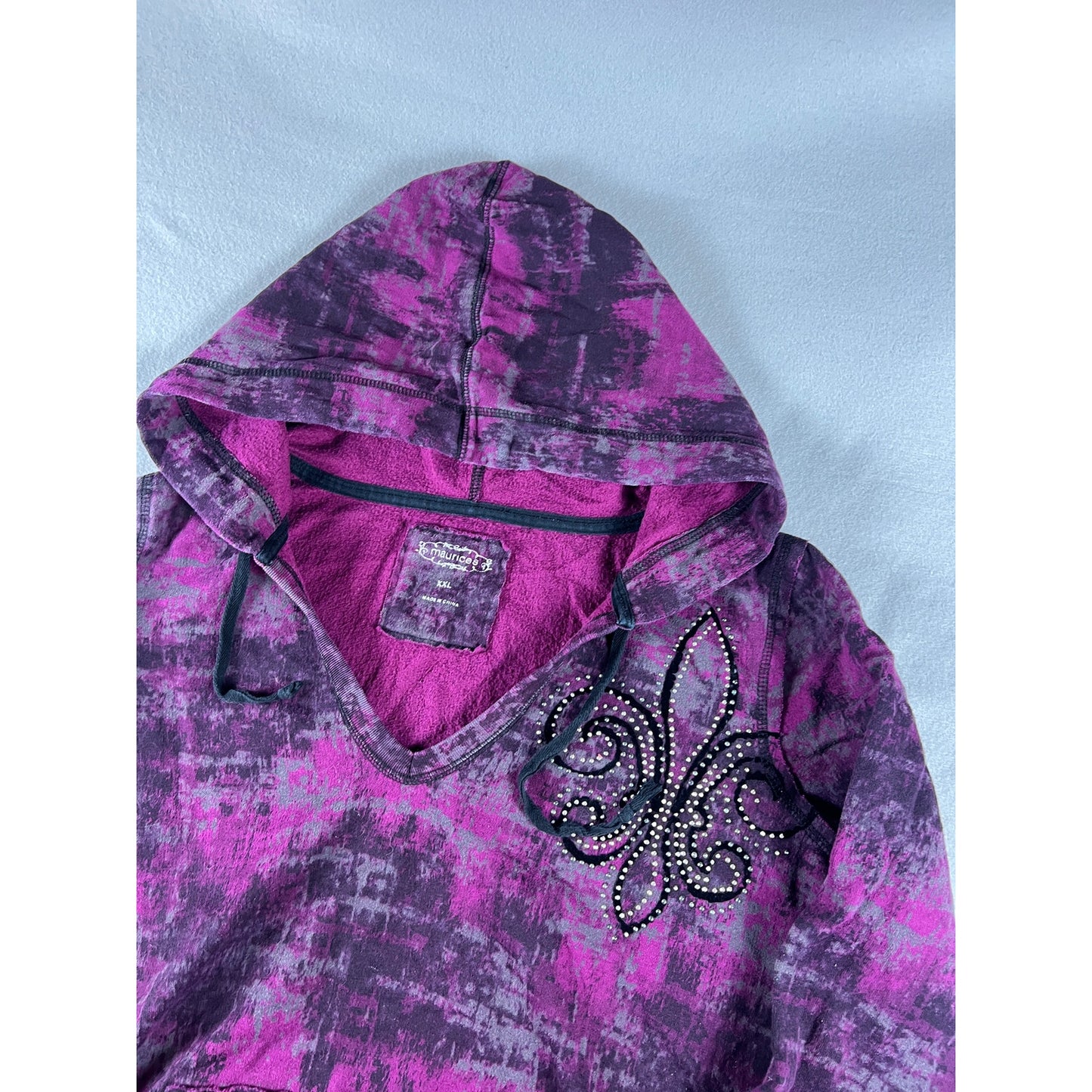 Maurices Acid Wash Rhinestone Hoodie - 2XL