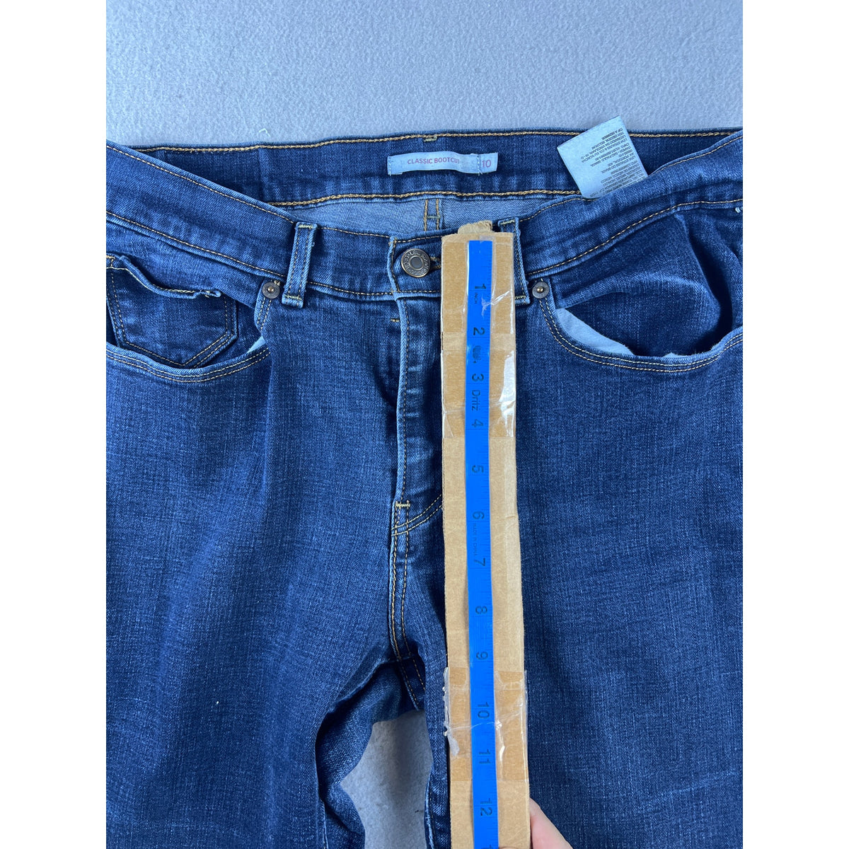 Levi's Classic Bootcut Dark Wash Distressed Jeans - 10