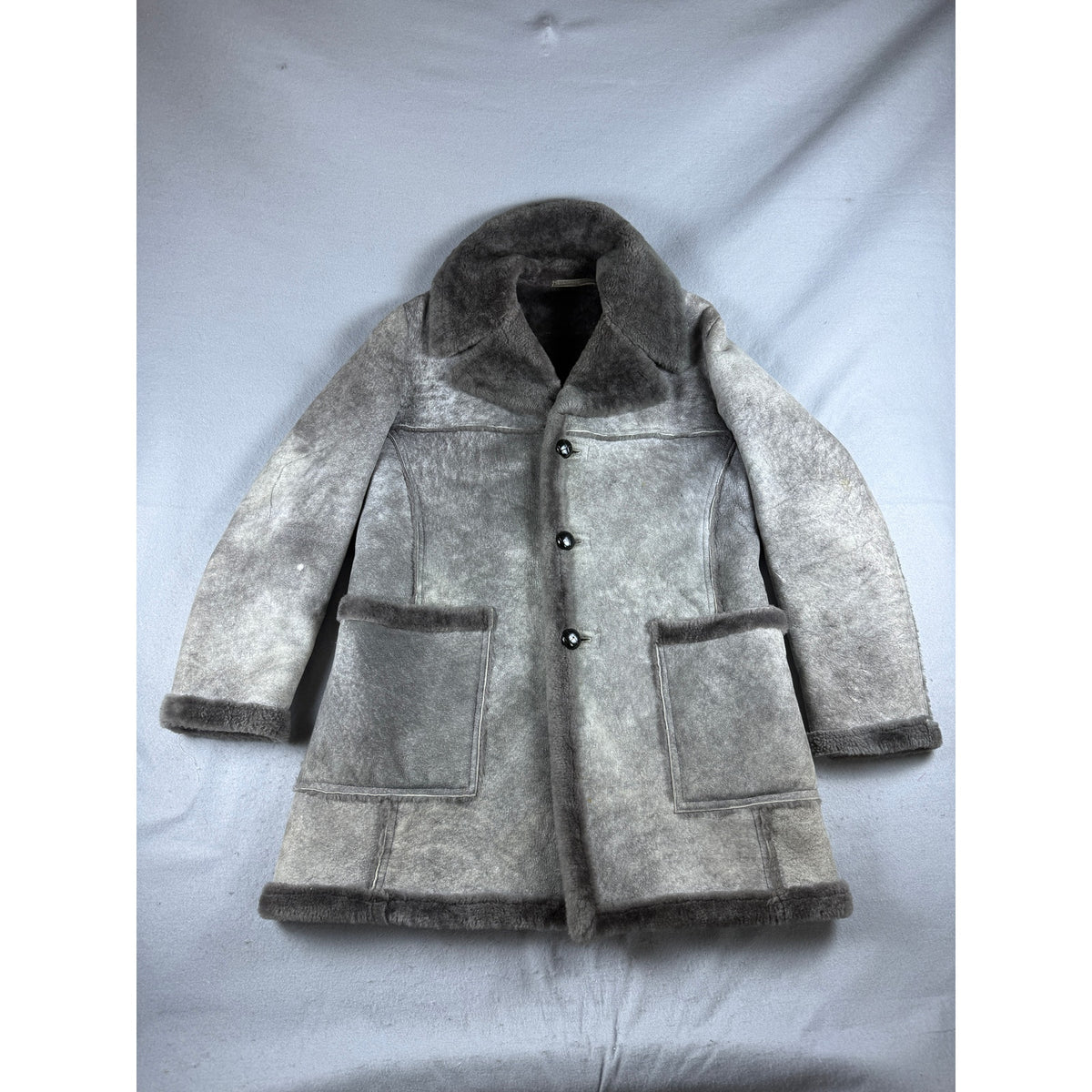 Vintage Shearling Faux Fur Lined Heavyweight Coat Womens - M
