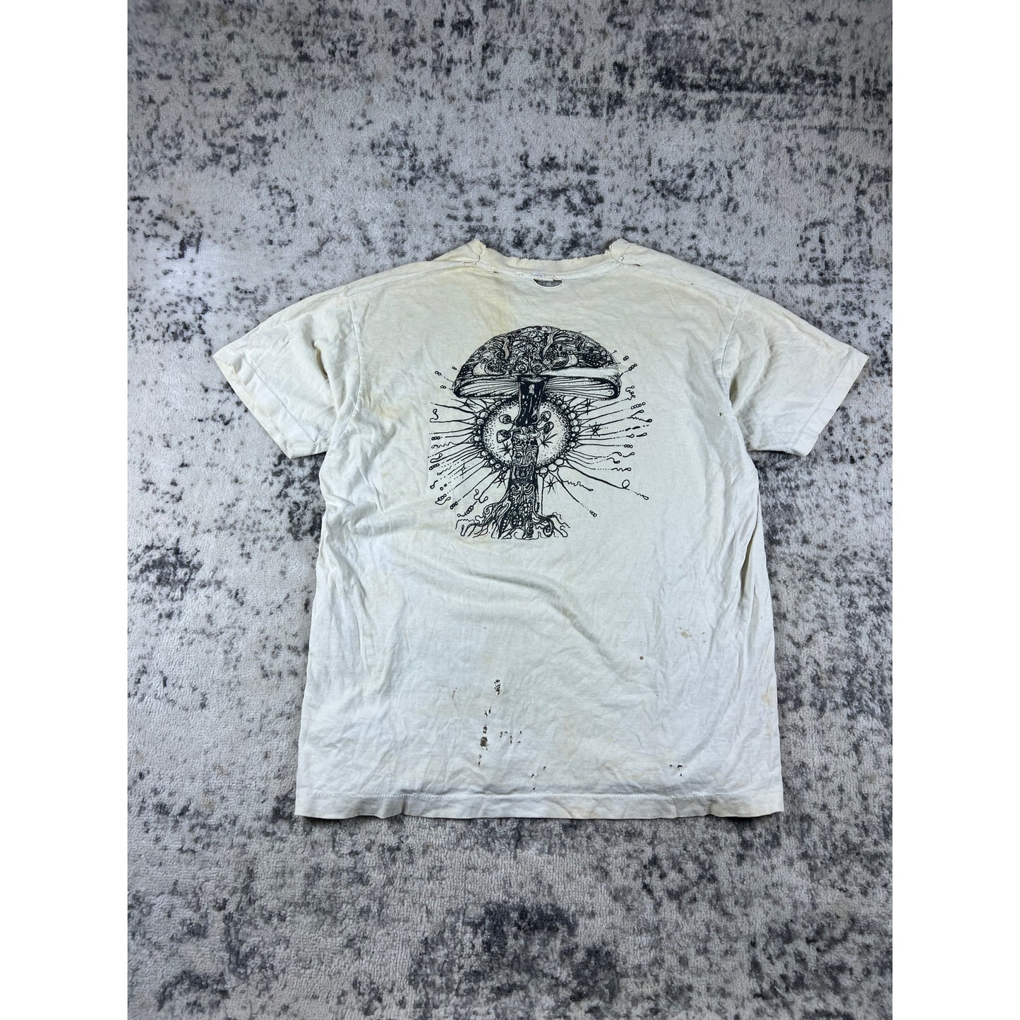 Vintage Mushroom Tree Graphic T-Shirt Mens XL Psychedelic Nature Art Tee