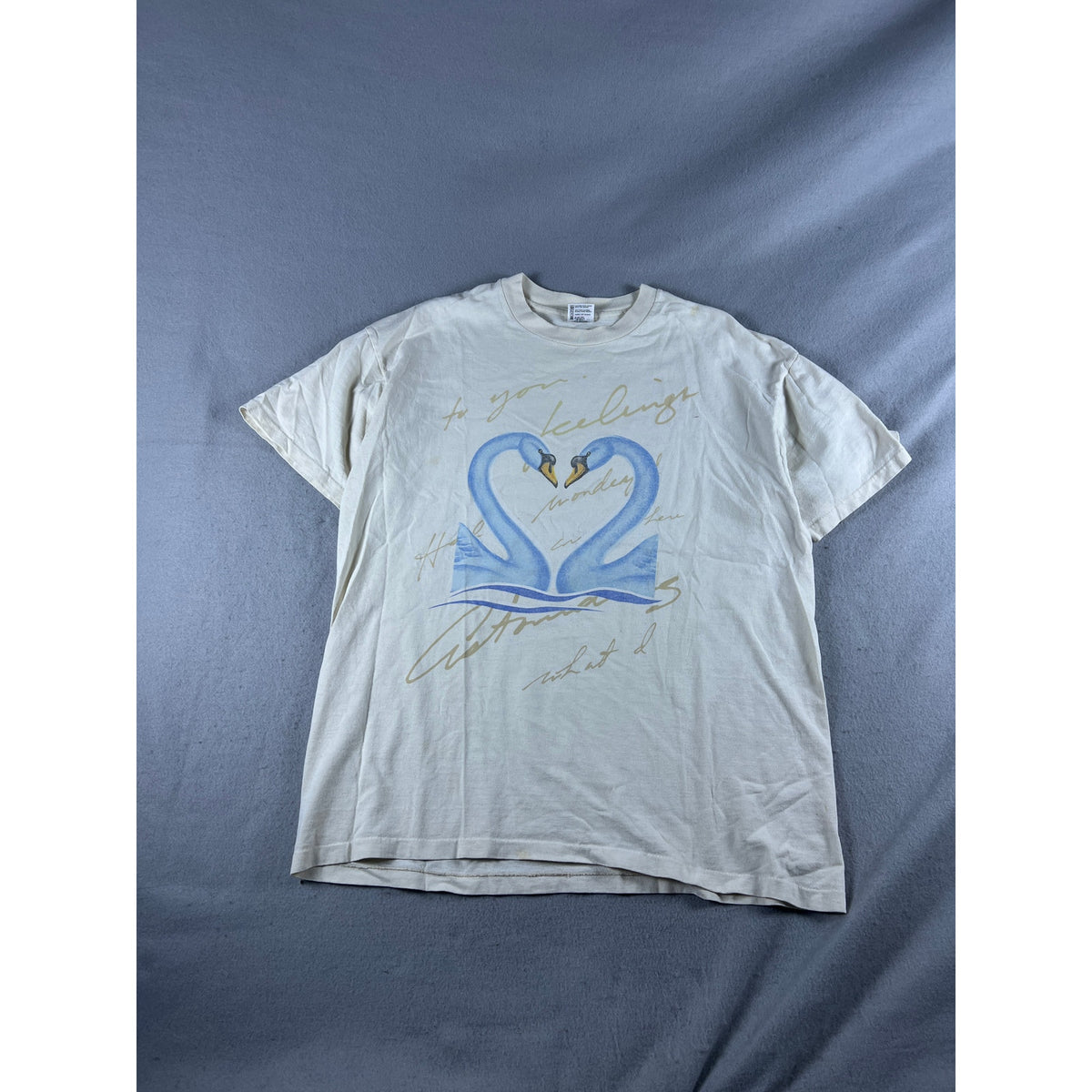 Vintage 90s Blue Swans T-Shirt - XL