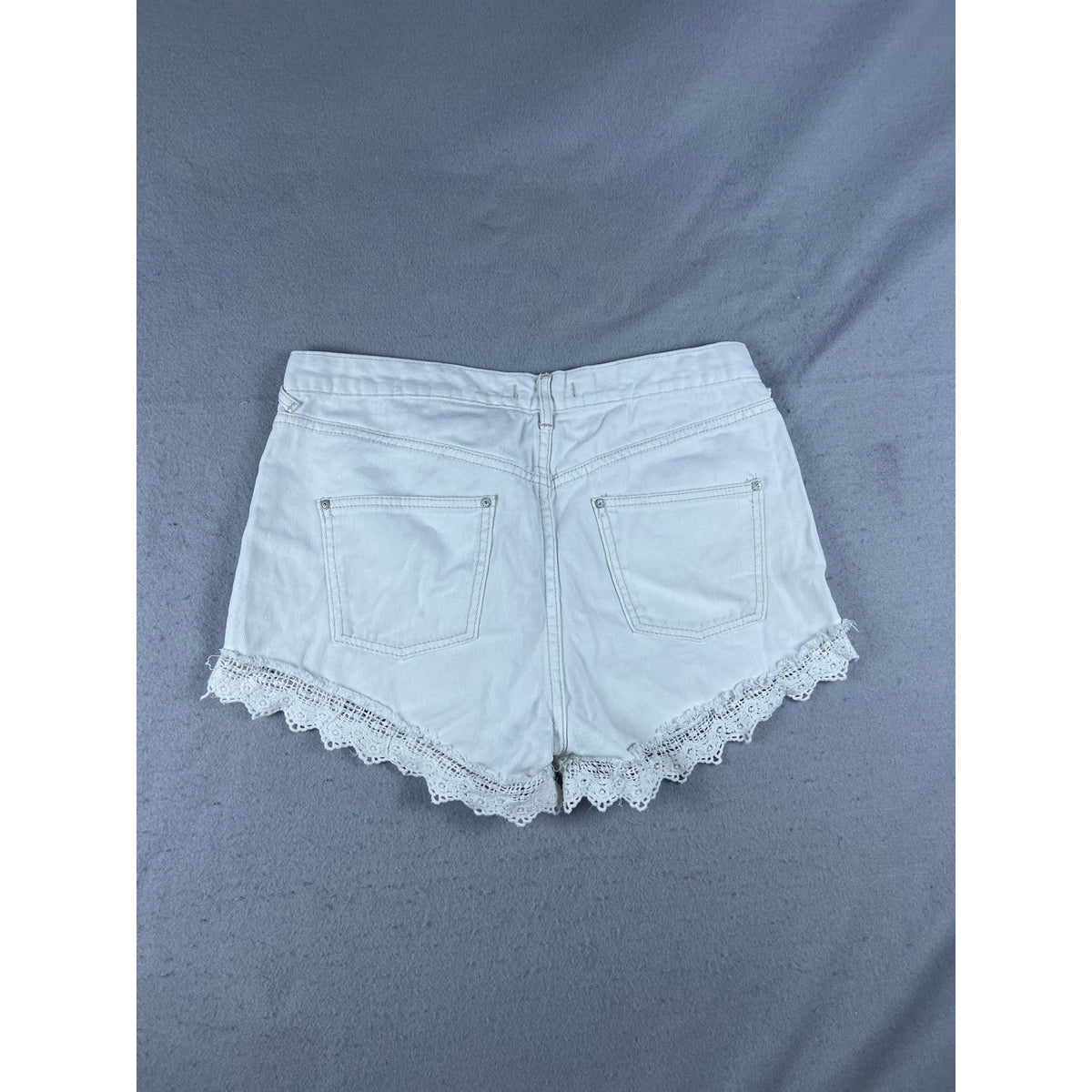 Free People Denim Cutoff Lace Trim Shorts - 29