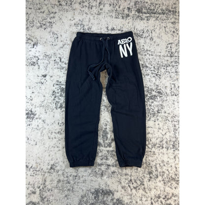 Vintage Y2K Aeropostale Jogger Women 27x24 Black Tapered Aero NY Spellout Lounge