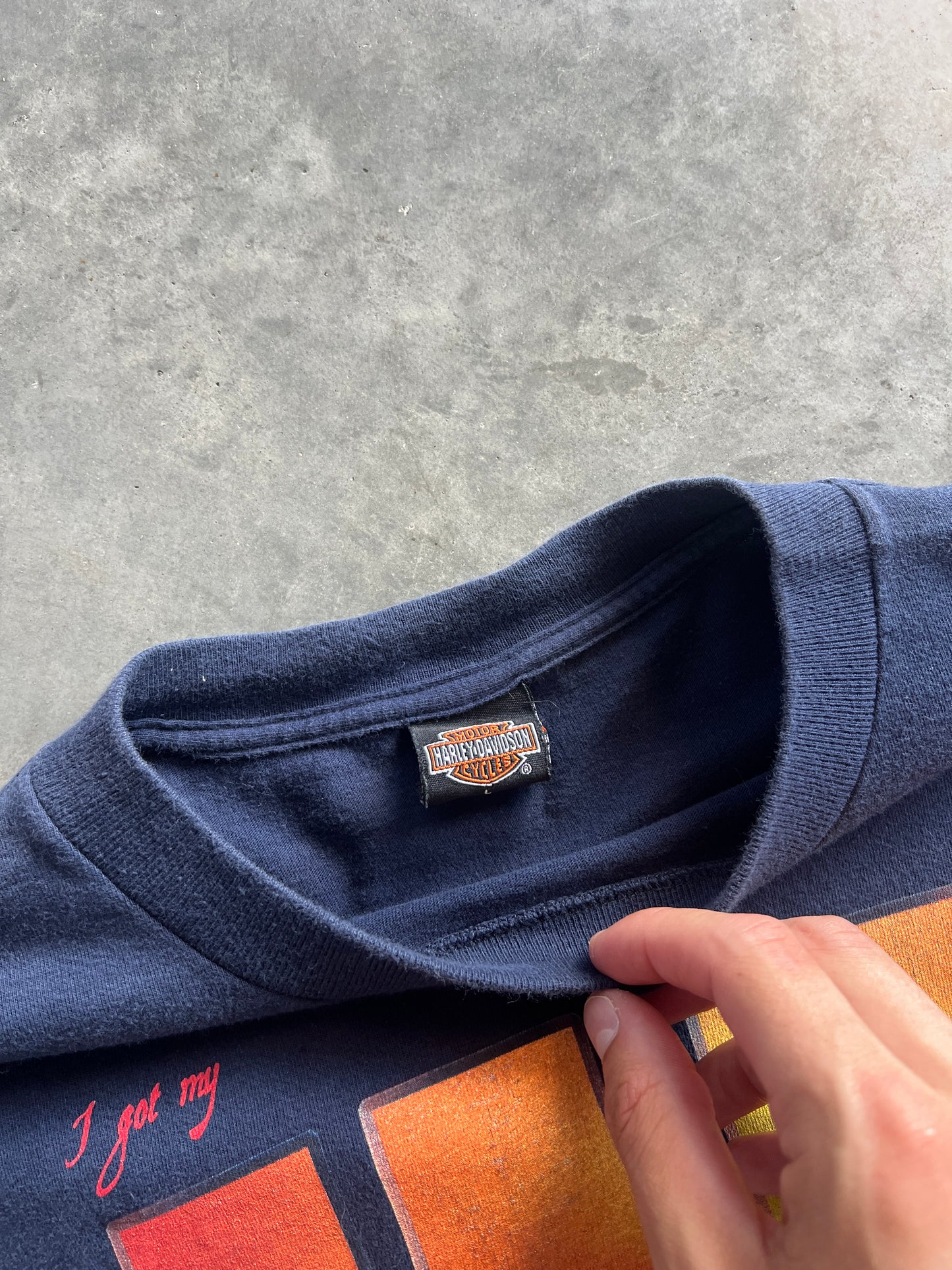 Vintage Navy Blue Harley Davidson Shirt - L