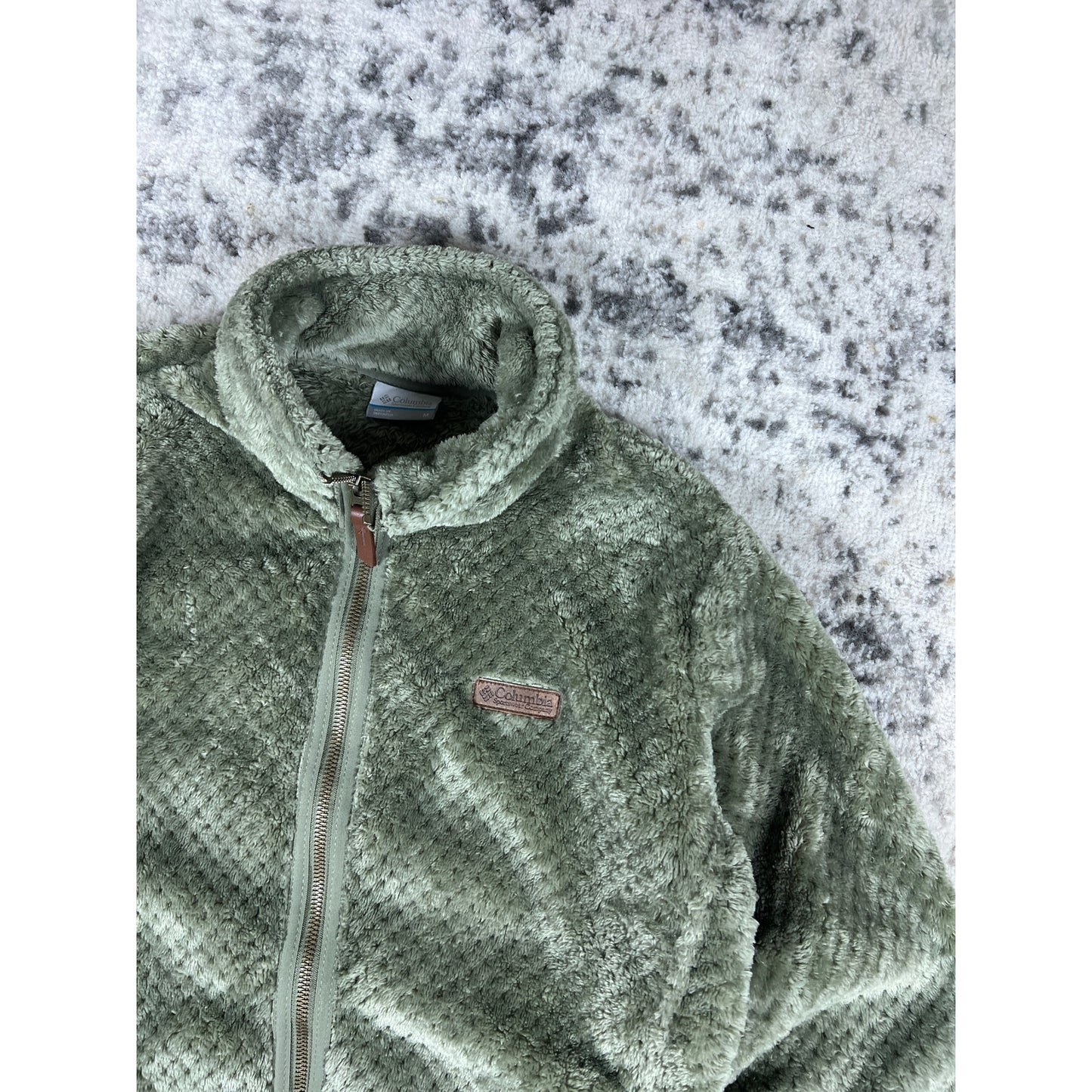 Green Columbia Fleece Full Zip Jacket Size Womans Medium Outdoors Winter Casual