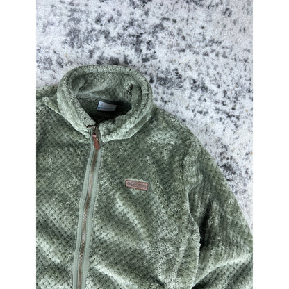 Green Columbia Fleece Full Zip Jacket Size Womans Medium Outdoors Winter Casual