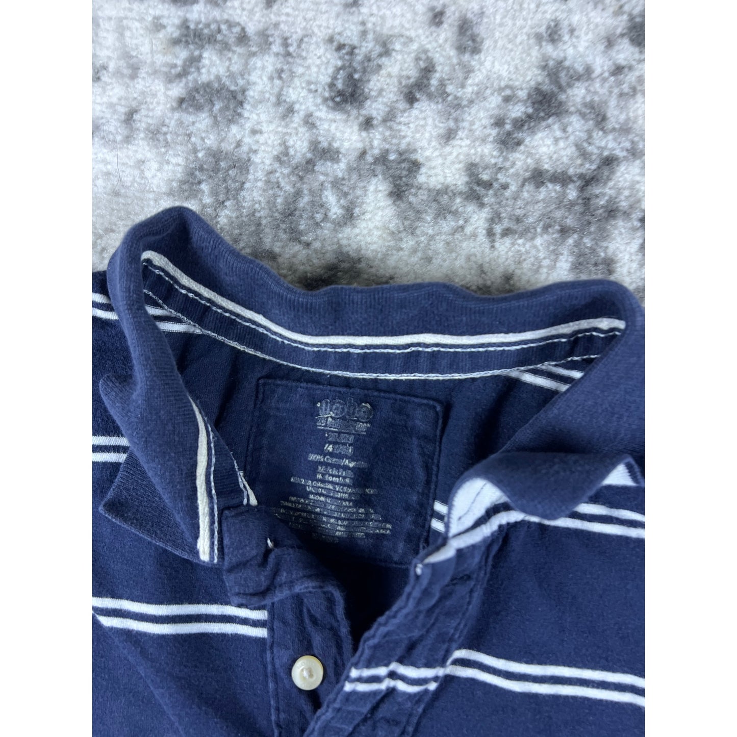 Vintage Navy Blue Puritan Striped Polo Shirt - L