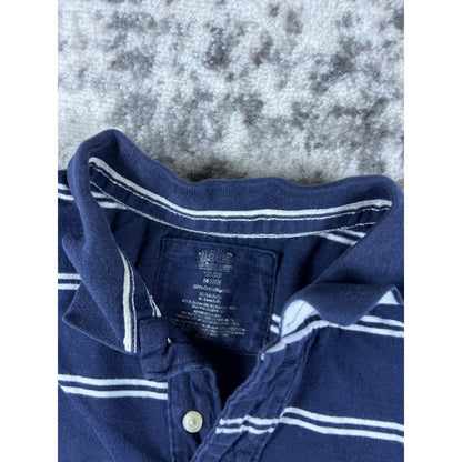 Vintage Navy Blue Puritan Striped Polo Shirt - L
