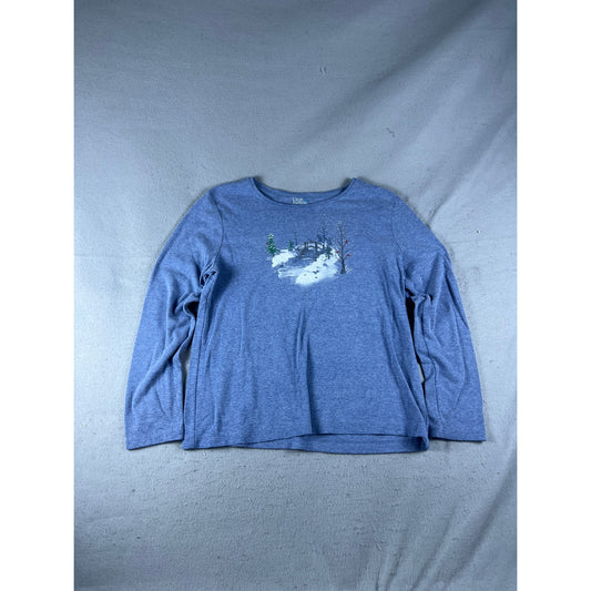 Croft & Barrow Winter Scene Rhinestone Top - M