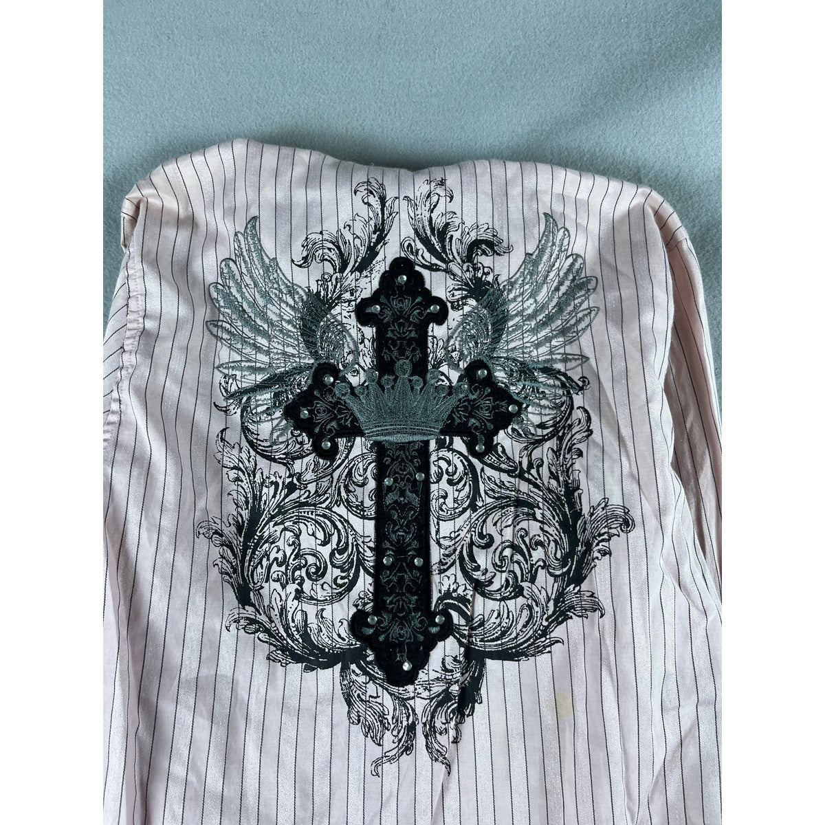 Patroncito Cross Crown Rhinestone Shirt - M