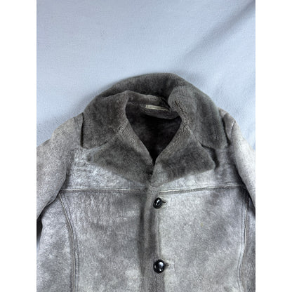 Vintage Shearling Faux Fur Lined Heavyweight Coat Womens - M