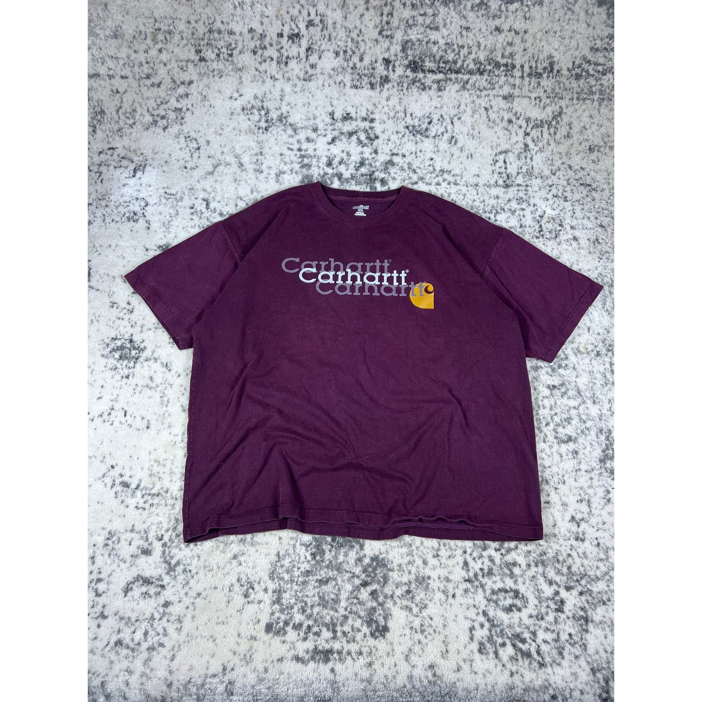 Vintage Maroon Carhartt Spellout T-Shirt - 2XL