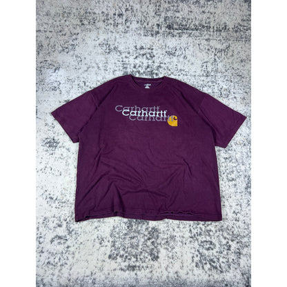 Vintage Maroon Carhartt Spellout T-Shirt - 2XL