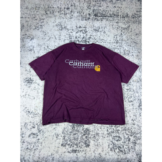 Vintage Maroon Carhartt Spellout T-Shirt - 2XL