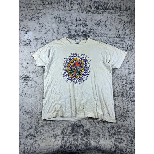 Vintage Mushroom Tree Graphic T-Shirt Mens XL Psychedelic Nature Art Tee