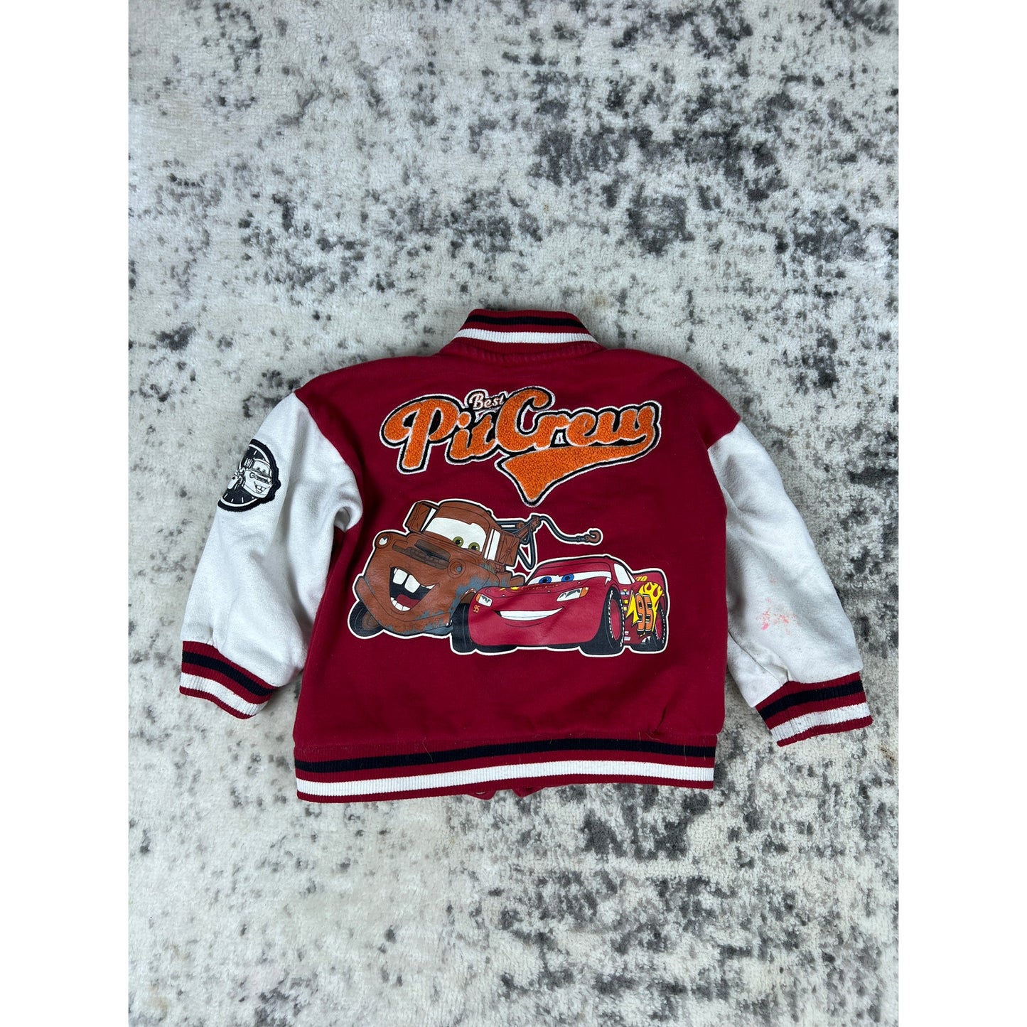 Vintage Disney Pixar Cars Pit Crew Jacket Kids 3T Varsity Y2K