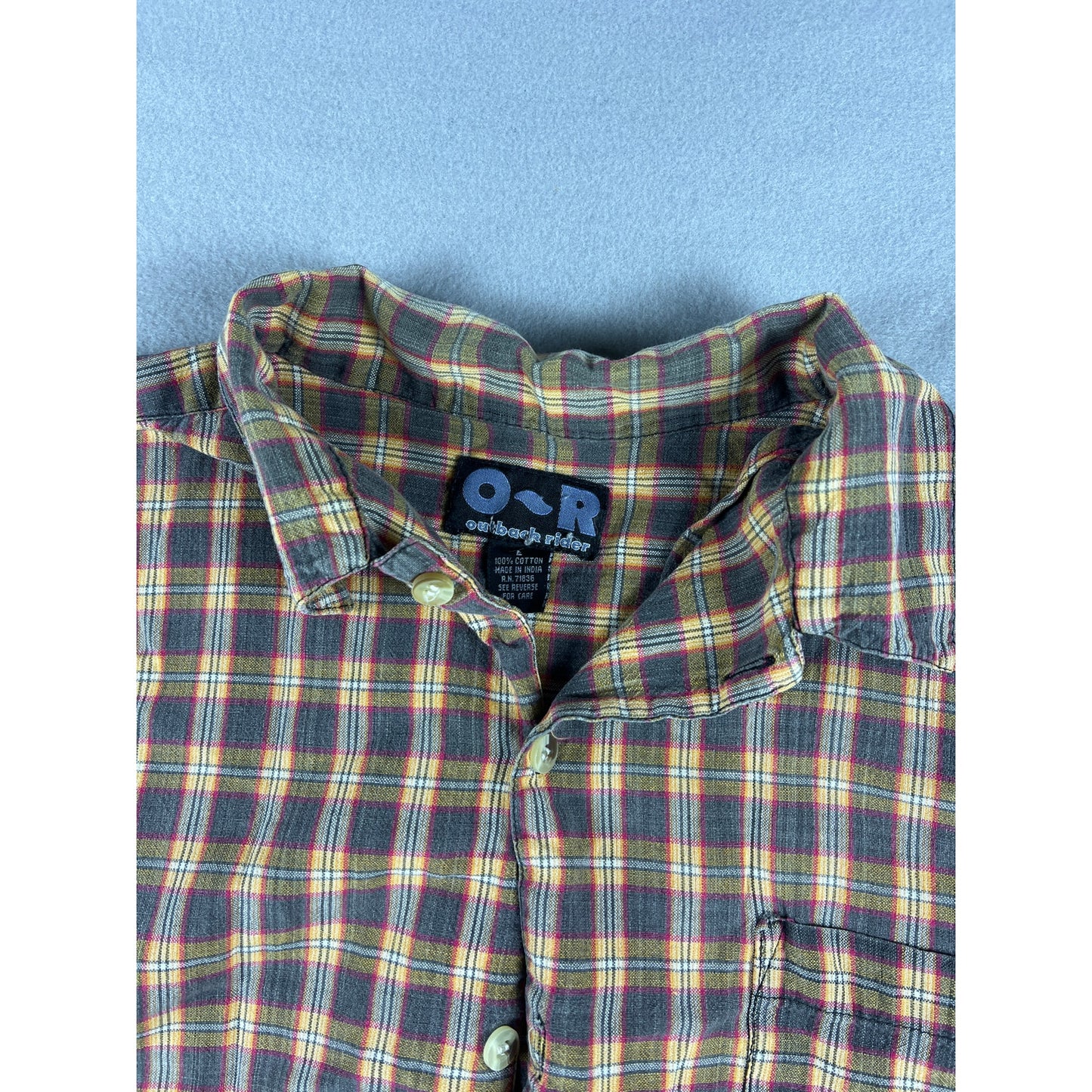 Outback Rider Plaid Orange Button Down Shirt - L