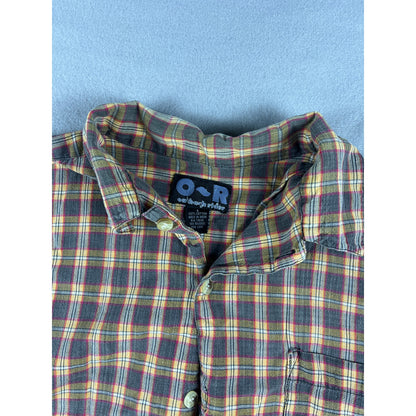 Outback Rider Plaid Orange Button Down Shirt - L