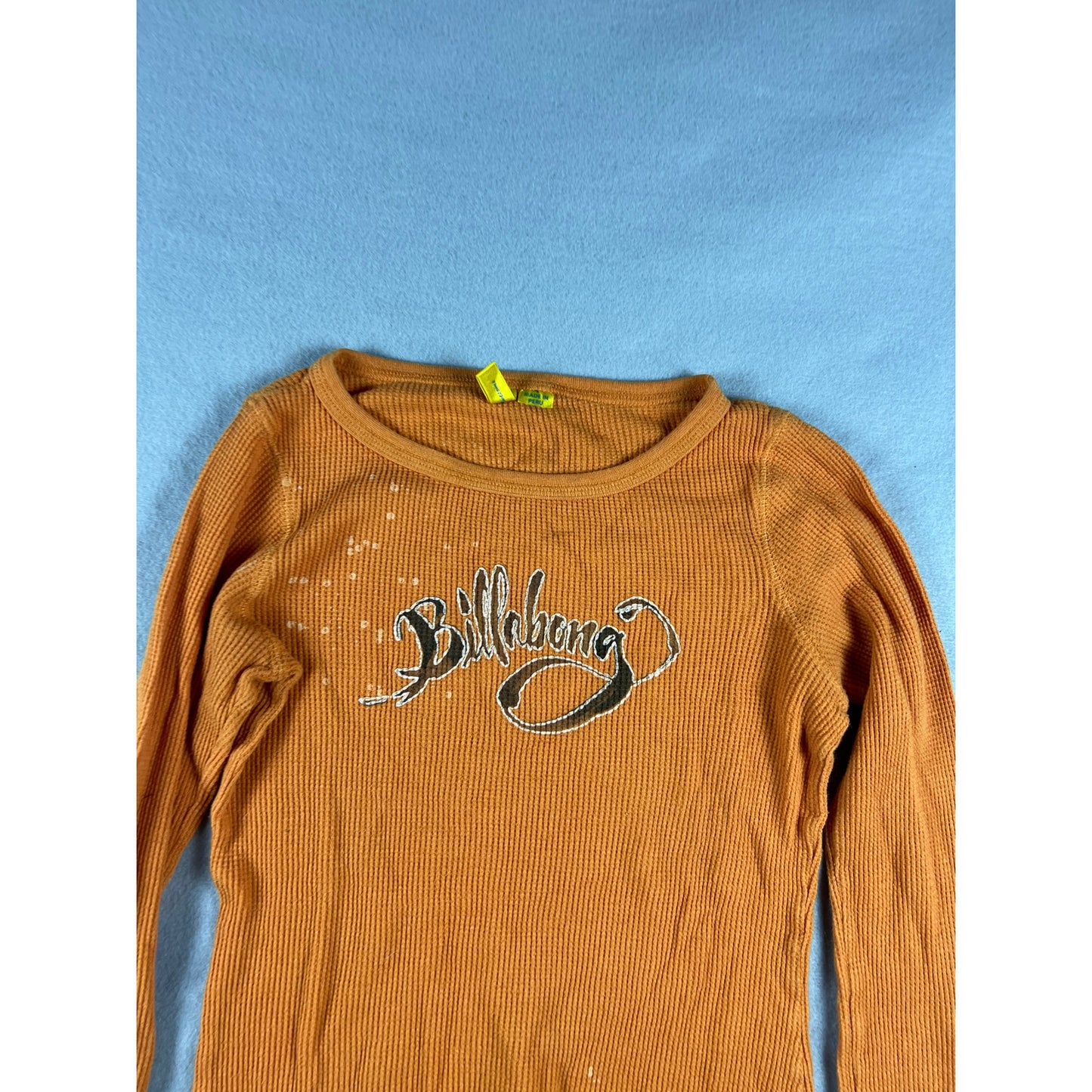 Y2k Billabong Orange Thermal Shirt - M