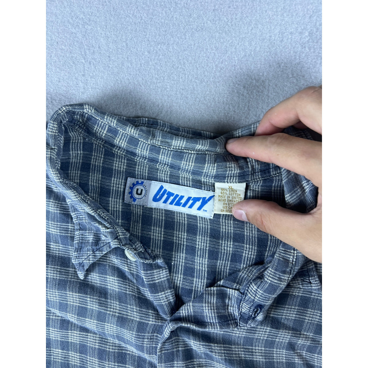 Utility Linen Blend Check Shirt - XL