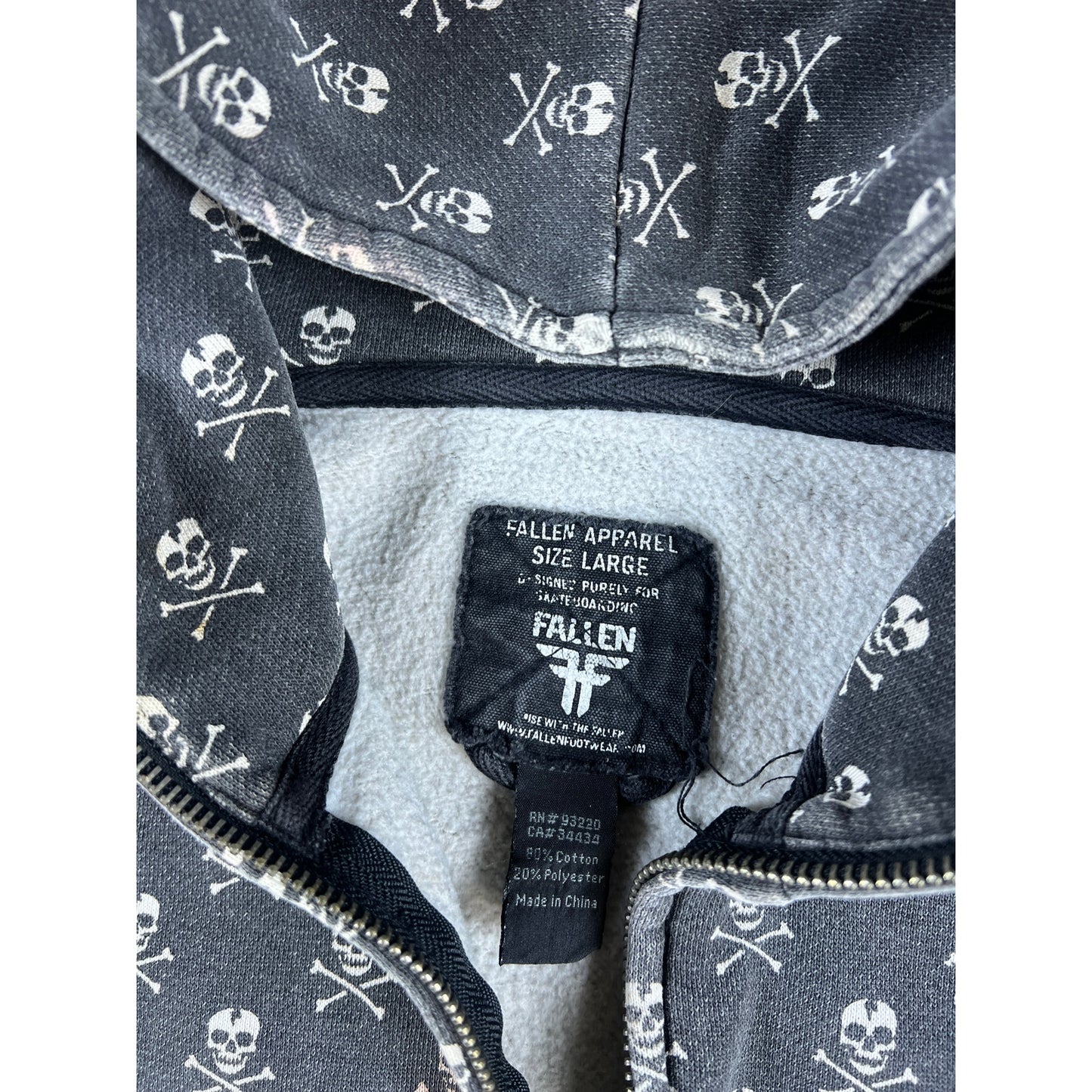 Fallen All Over Print Skull Hoodie - L