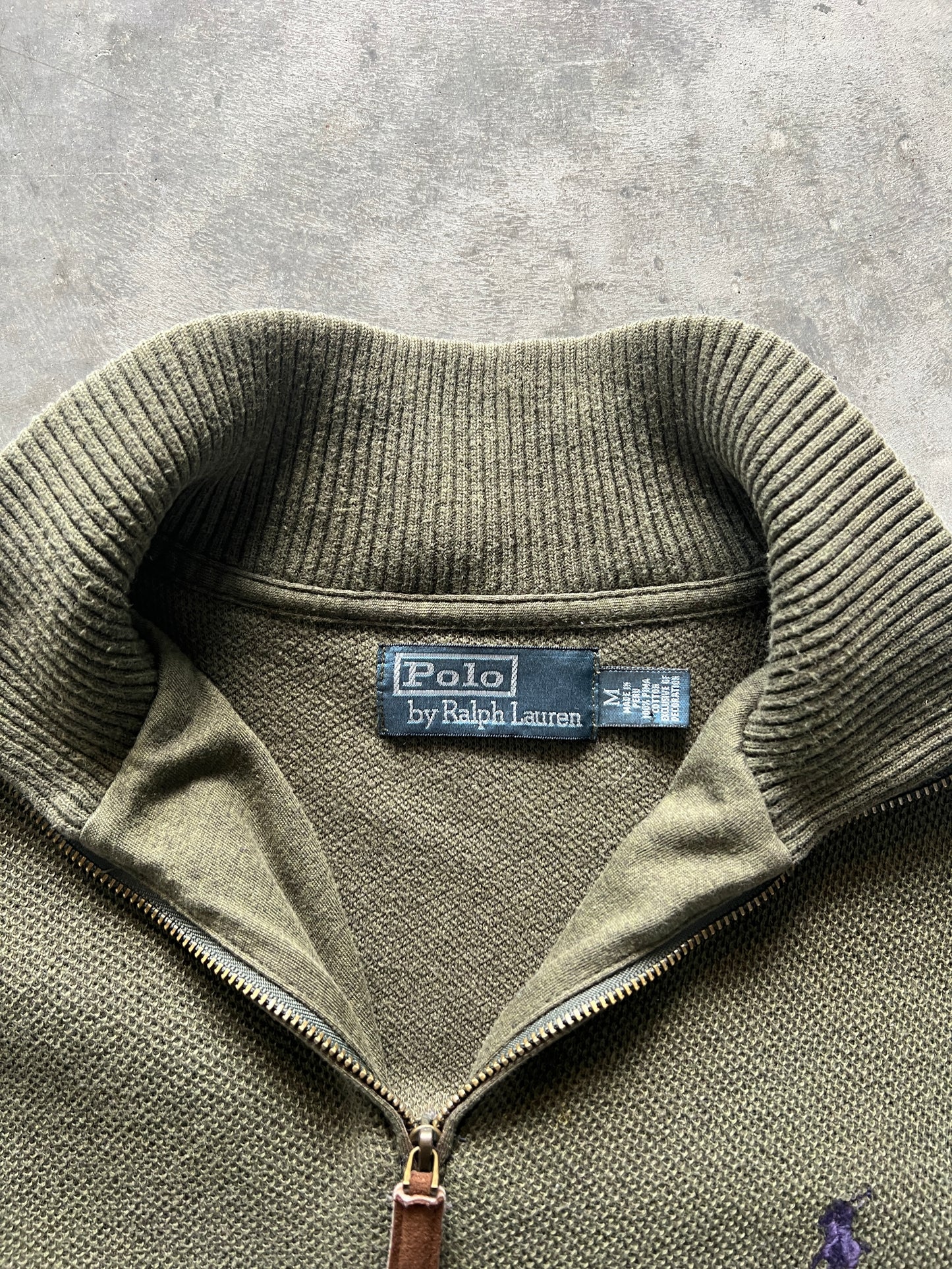 Vintage Green Polo Quarter Zip- M
