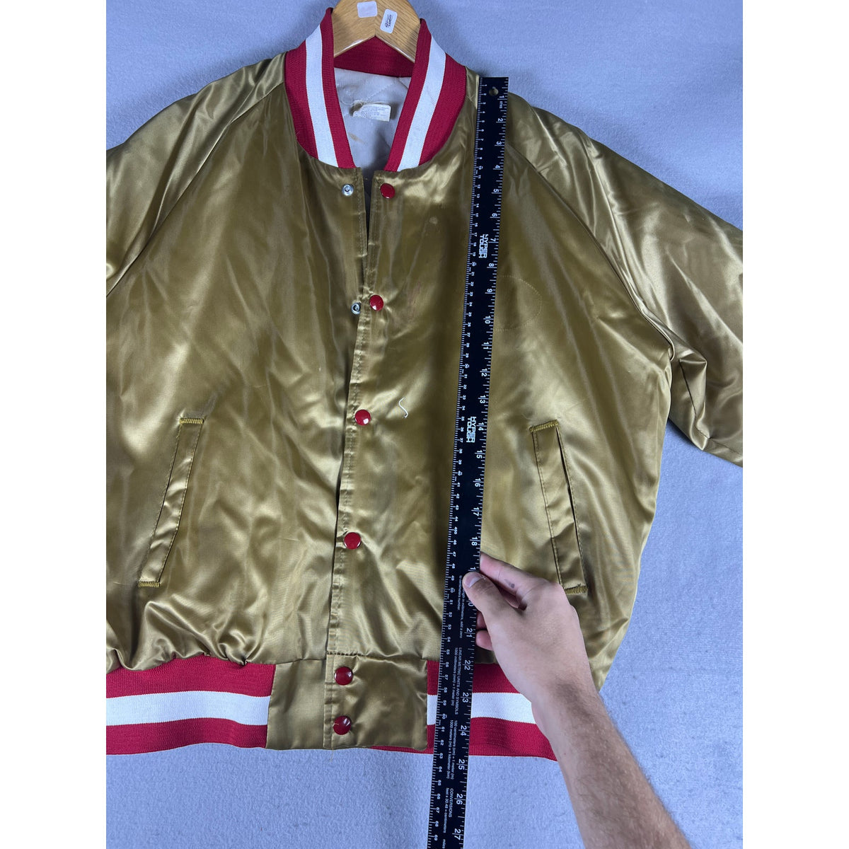 Vintage Chalk Line Satin Bomber Jacket - XL