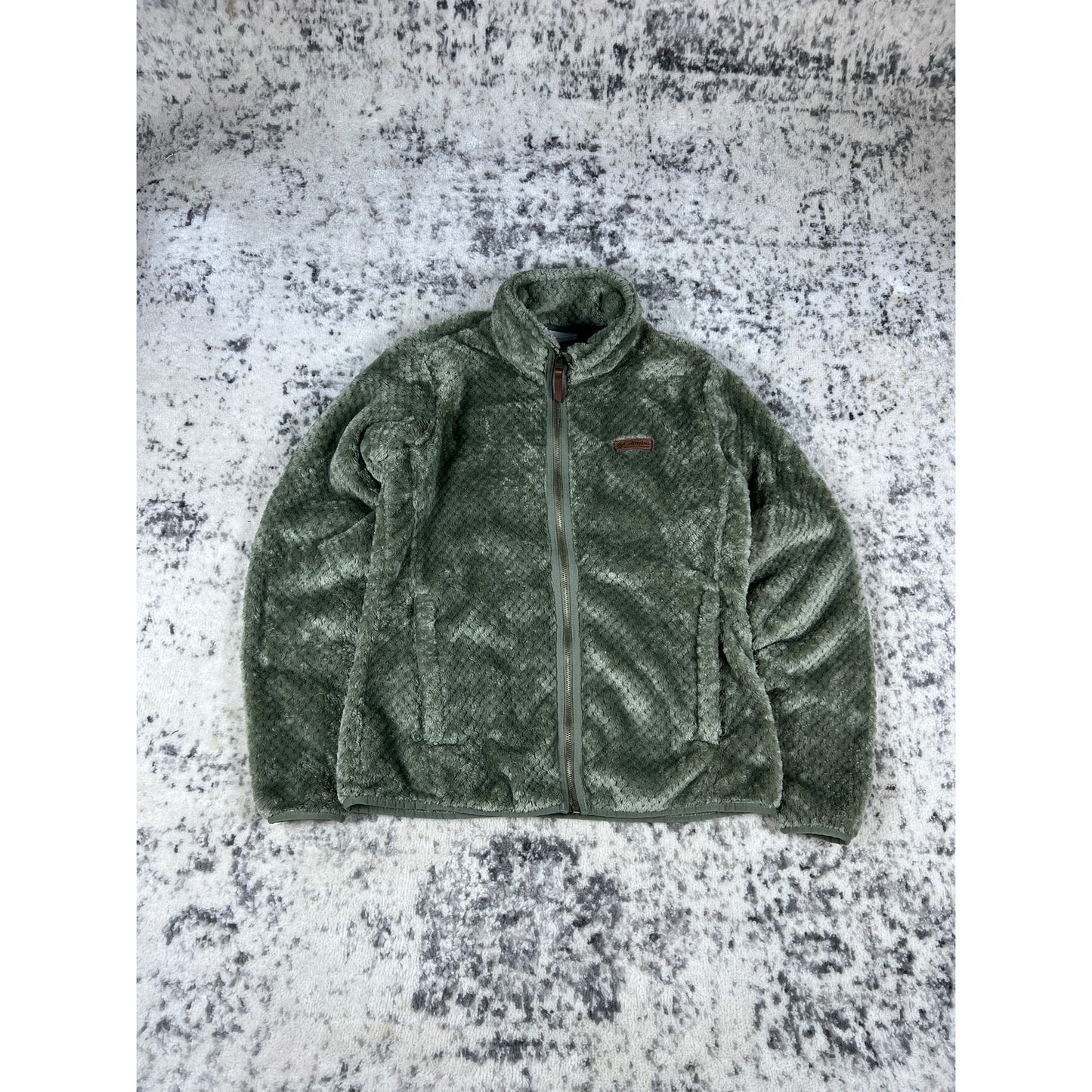 Green Columbia Fleece Full Zip Jacket Size Womans Medium Outdoors Winter Casual