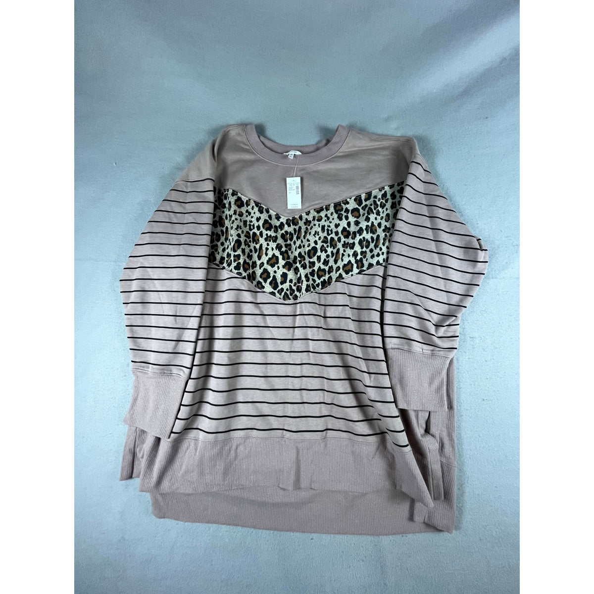 Maurices Leopard Print Striped Sweatshirt Womens - 2X