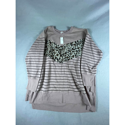 Maurices Leopard Print Striped Sweatshirt Womens - 2X