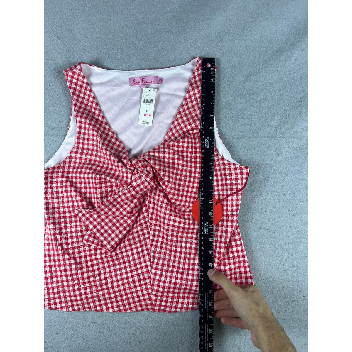 Eva Franco Gingham Crop Tank Top - L