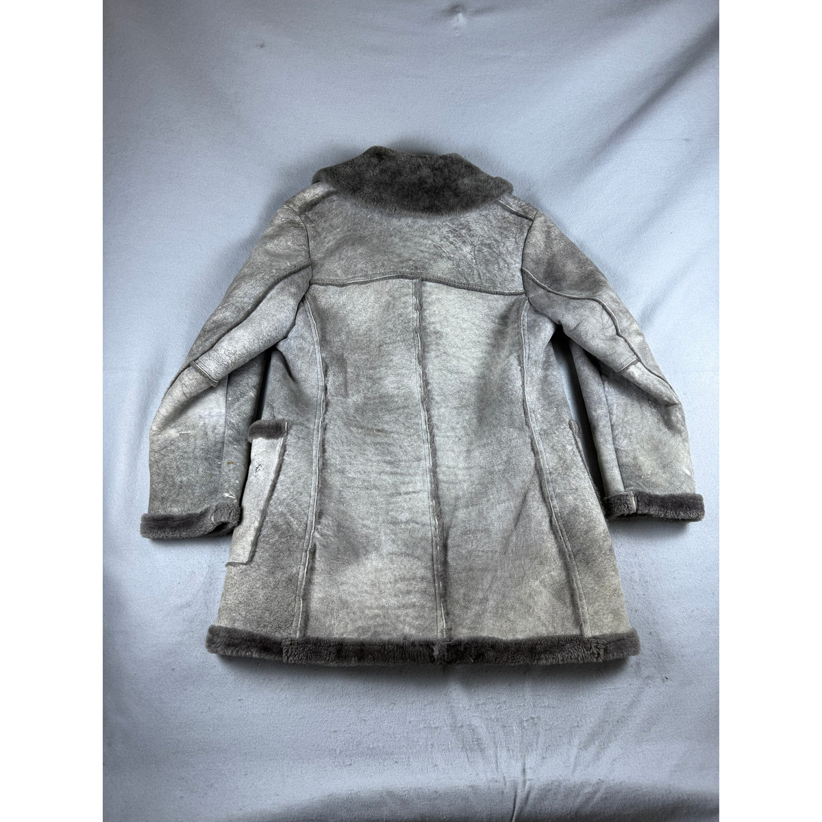 Vintage Shearling Faux Fur Lined Heavyweight Coat Womens - M