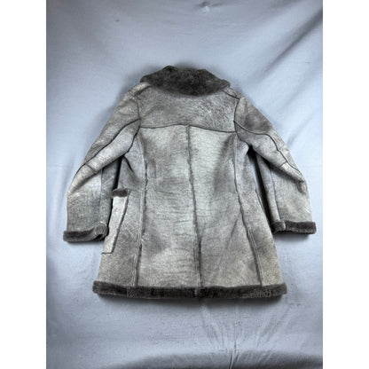 Vintage Shearling Faux Fur Lined Heavyweight Coat Womens - M