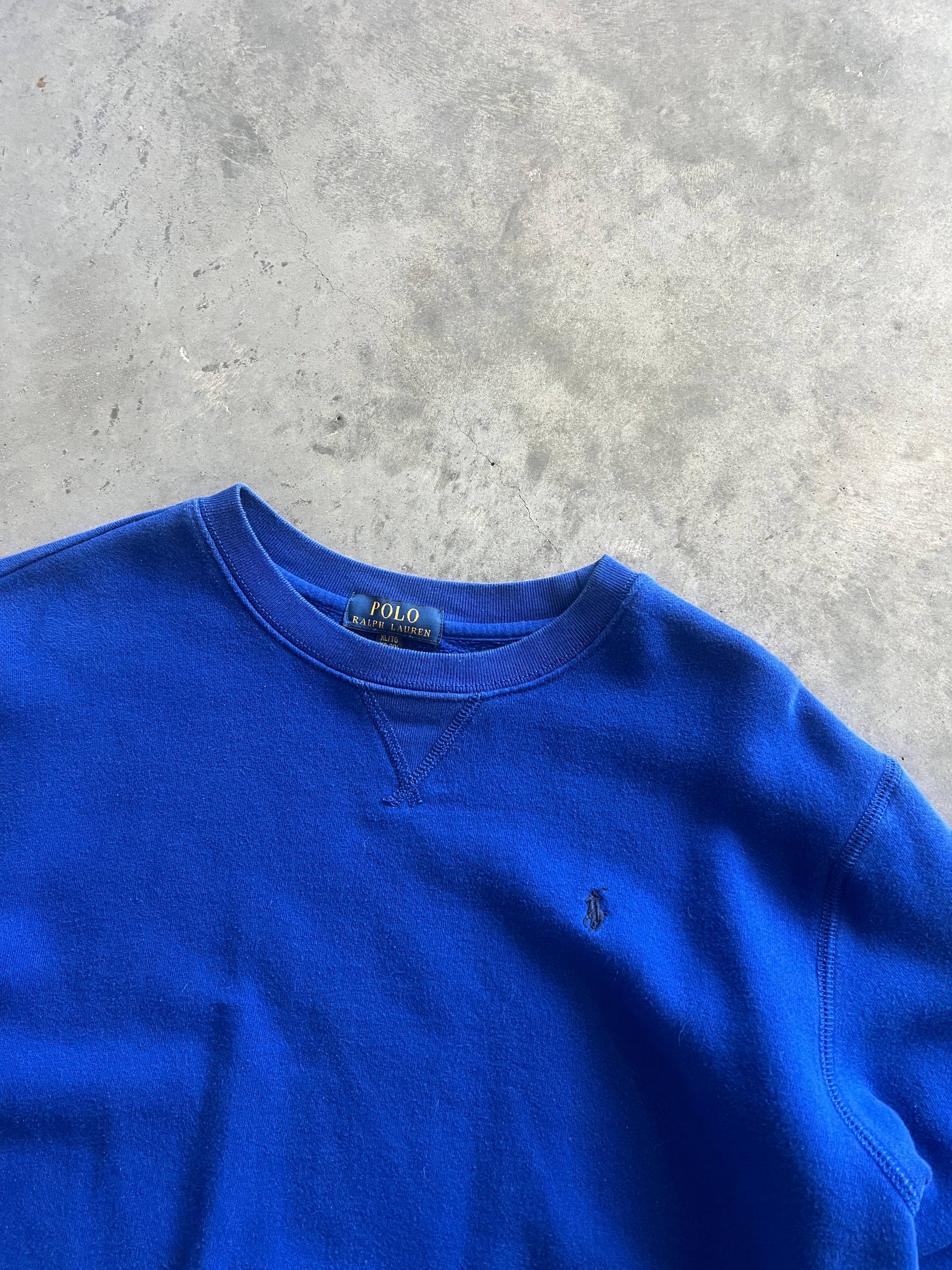 Vintage Blue Polo Logo Crew - XL