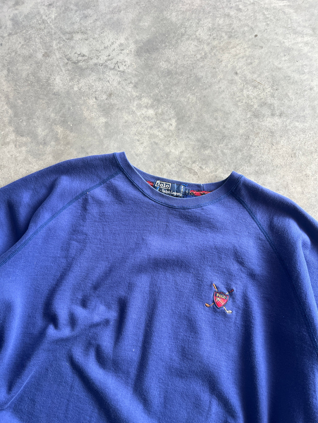 Vintage Faded Blue Polo Crew - XL