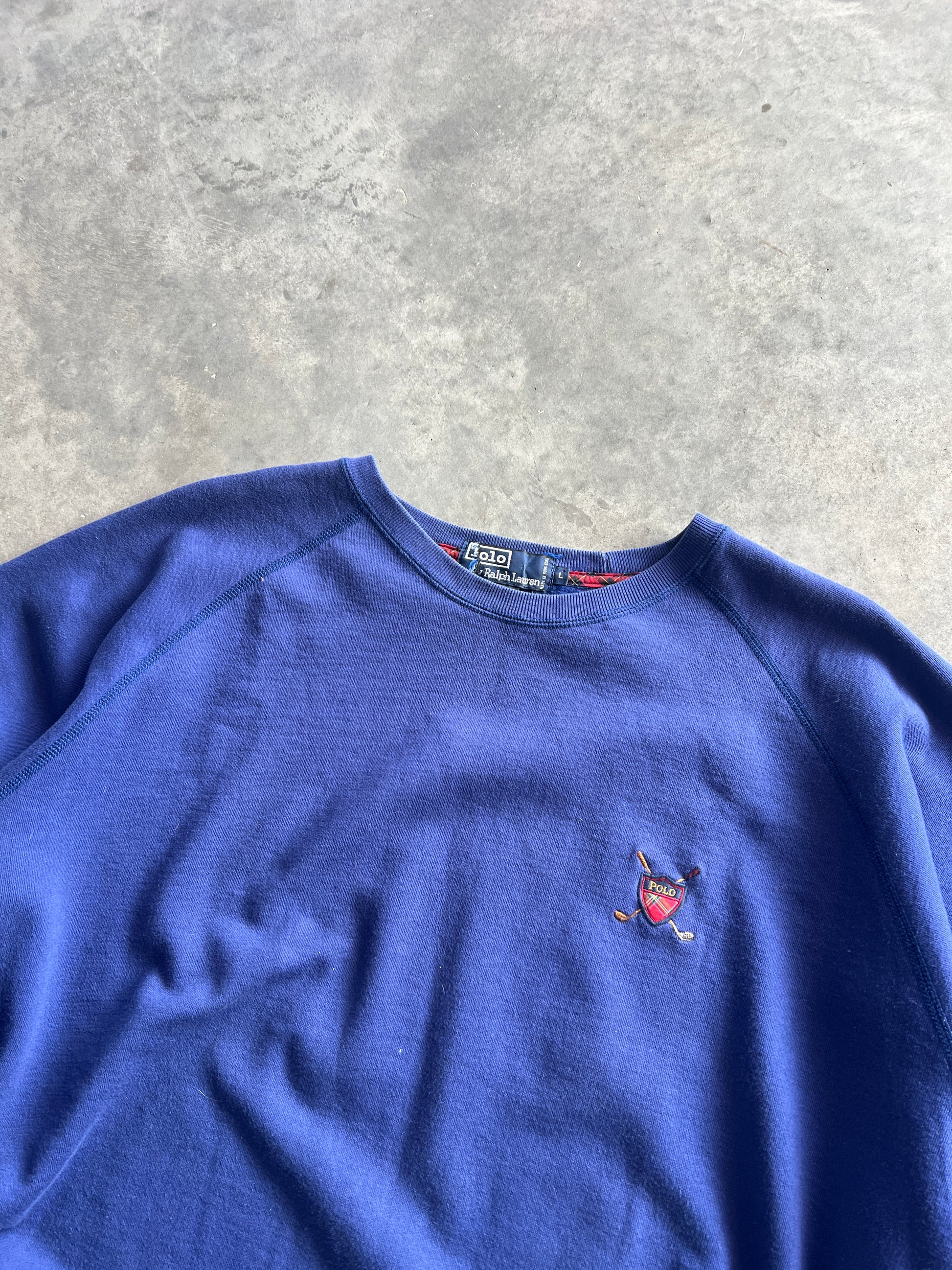 Vintage Faded Blue Polo Crew - XL