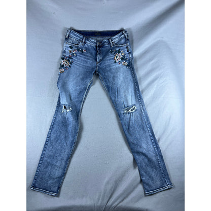 Silver Jeans Floral Embroidered Skinny Womens - 38x33