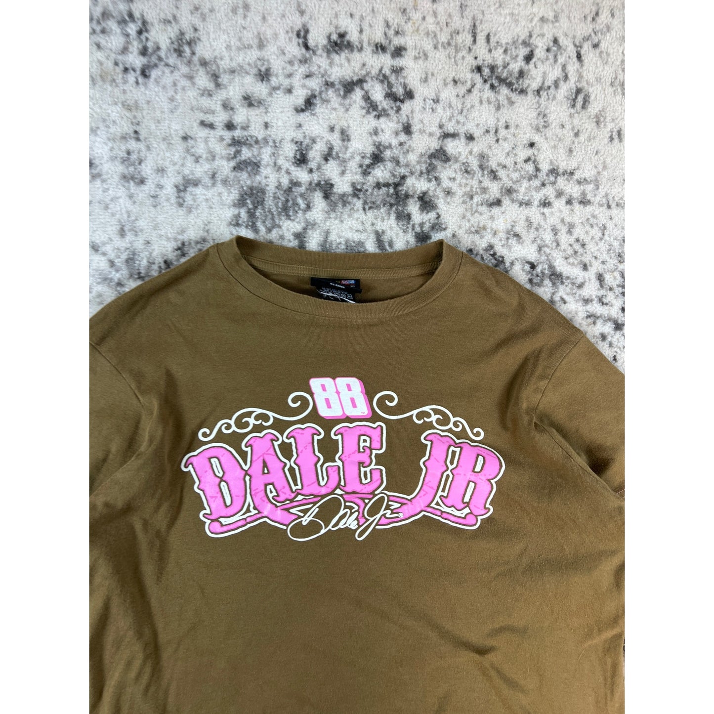 Vintage Dale Earnhardt Jr T-Shirt Womens L Brown Camo Sleeve NASCAR Racing Tee