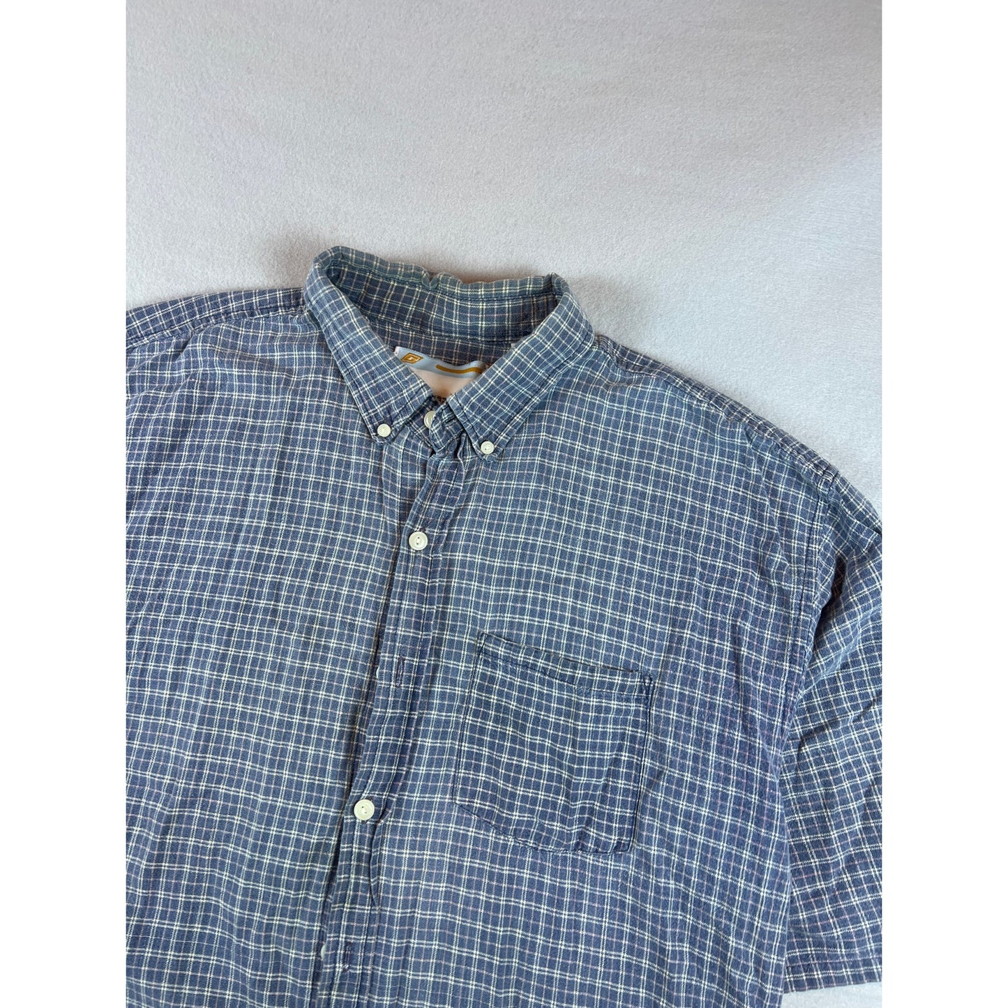 Vintage Blue Plaid Button Down Shirt - XL