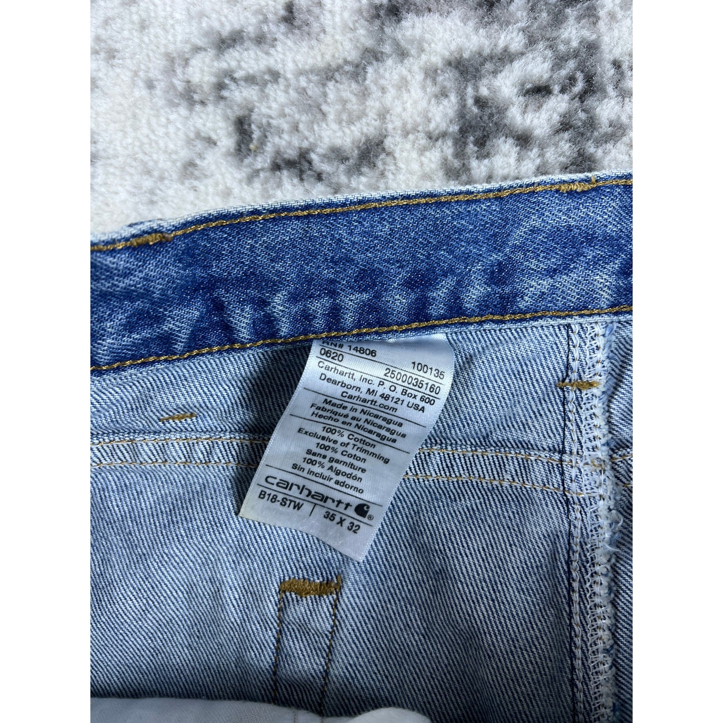Vintage Denim Blue Carhartt Carpenter Pants - 35