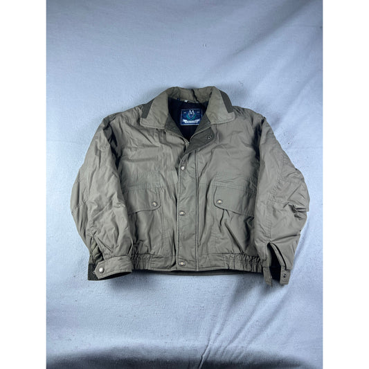 Vintage Members Only Jacket Mens L Khaki Full Zip Plaid Flannel Lined Outdoor