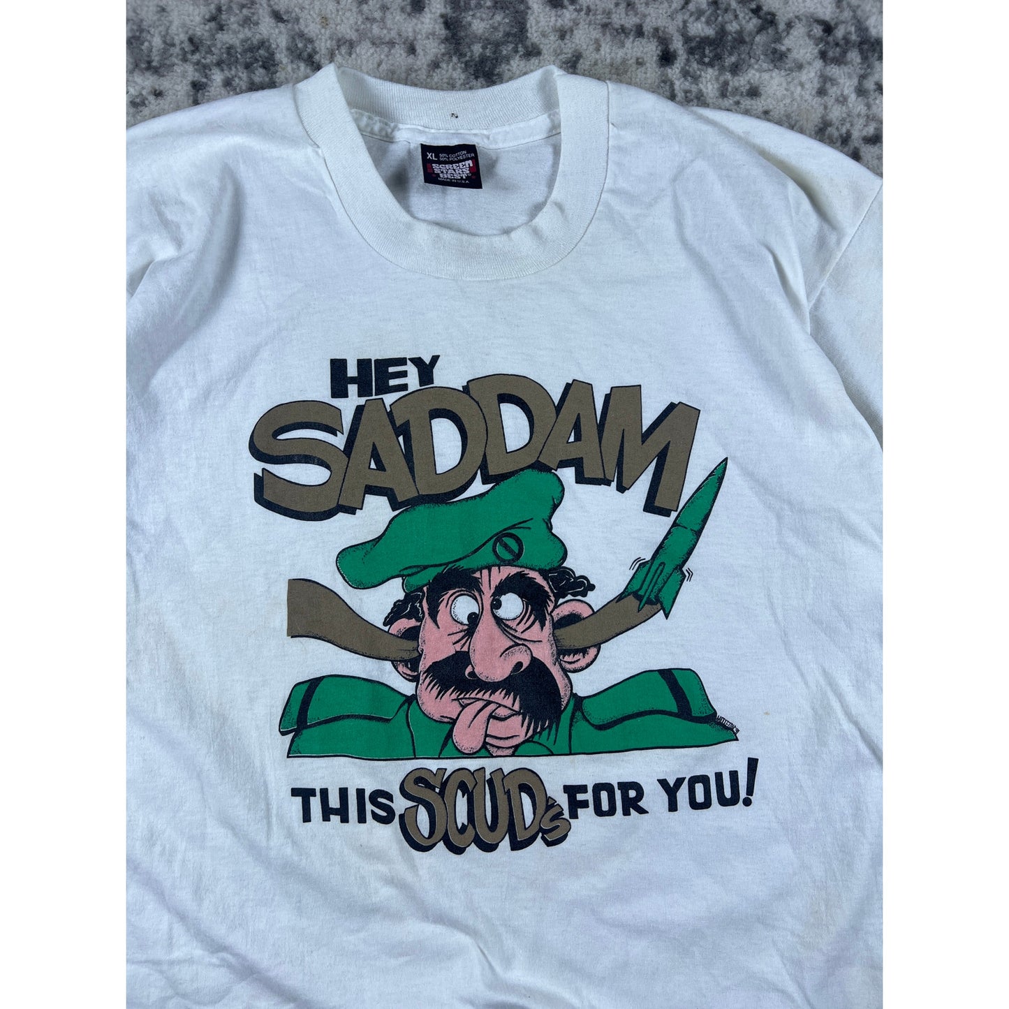 Vintage Saddam Hussein This Scuds For You T Shirt - XL