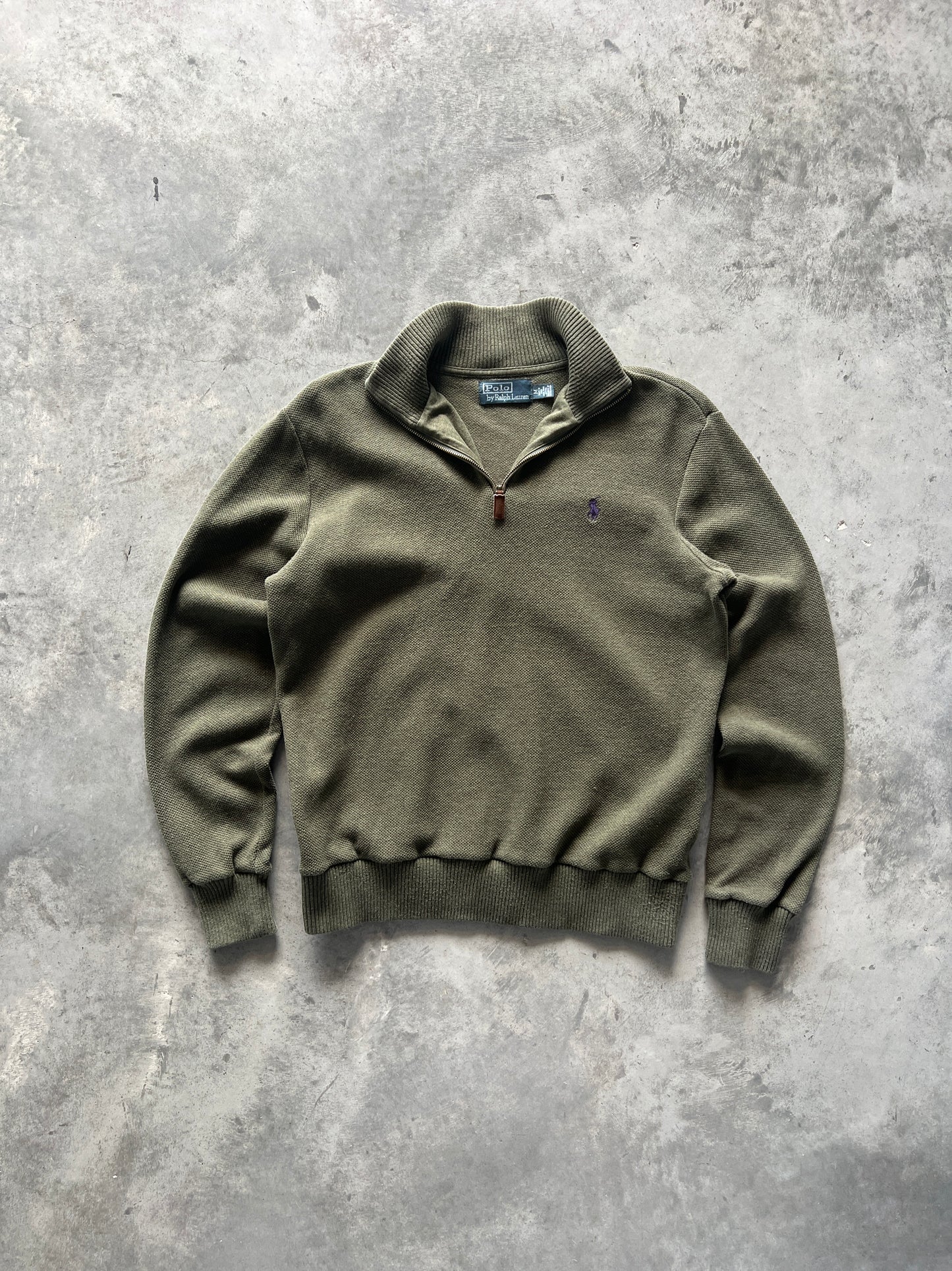Vintage Green Polo Quarter Zip- M