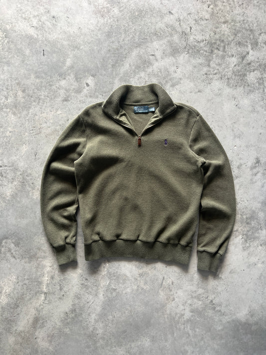 Vintage Green Polo Quarter Zip- M