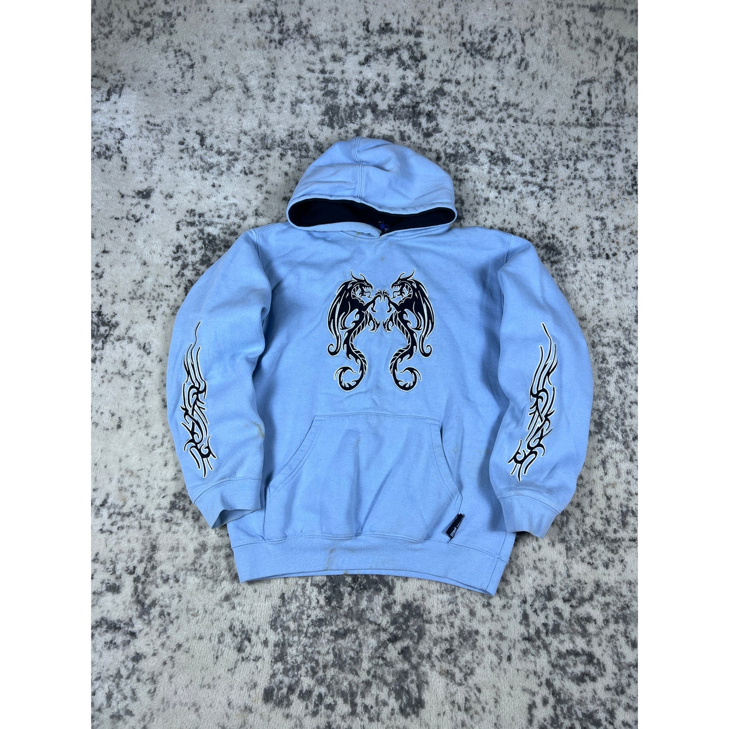 VTG Silver Point Blue Dragon Hoodie - XS