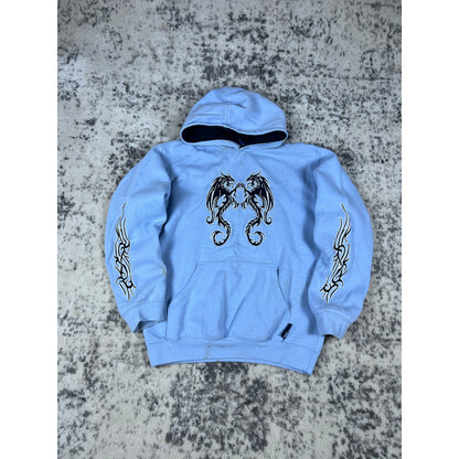 VTG Silver Point Blue Dragon Hoodie - XS