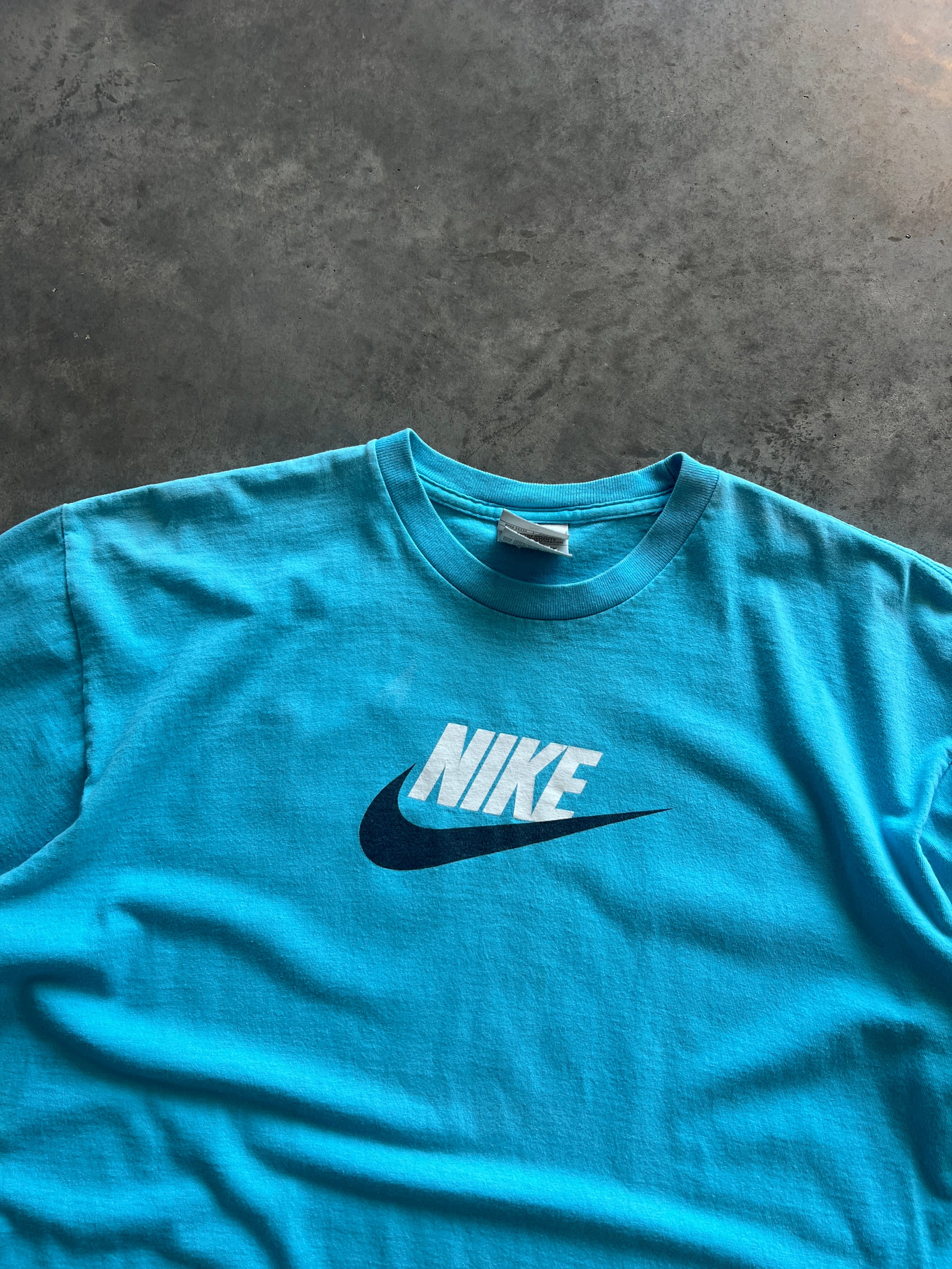 Vintage Baby Blue Nike Spellout Shirt - XL