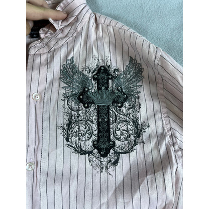 Patroncito Cross Crown Rhinestone Shirt - M