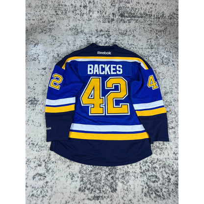 DAVID BACKES REEBOK PREMIER ST. LOUIS BLUES NHL Hockey Jersey Size L 2000's